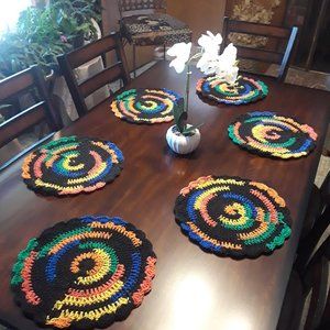 6pc Crochet Placemat Set, Placemats, Crochet Placemats, Tableware, Handmade Gift